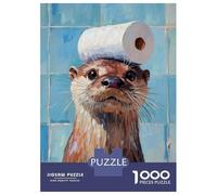 1000 Pieces Jigsaws Adults Puzzles Otter with Toilet Paper Hat Jigsaw for Adults Toy Wall Decor Hand Speed Race Difficult And Challenge 70x50cm/1000pcs