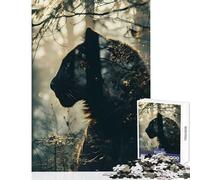 1000 Pieces Jigsaws Adults Puzzles Panther Double Exposure Jigsaw Puzzles for Adults Stress Reliever Help The Brain Exercise Gifts for Friends And Family (38x26cm)