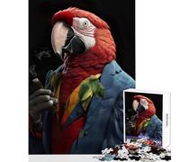 1000 Pieces Jigsaws Adults Puzzles Parrot Suit Cigar Jigsaw Puzzles for Adults Stress Reliever Help The Brain Exercise Gifts for Friends And Family (38x26cm)