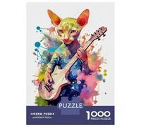 1000 Pieces Jigsaws Adults Puzzles Peterbald Cat Watercolros Puzzle for Adults Brain Teaser Game Pattern Assembly Difficult And Challenge 38x26cm/1000pcs