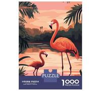 1000 Pieces Jigsaws Adults Puzzles Pink Flamingos Sunset Adult Jigsaw Brain Teaser Game Presents for Women Parent-child Interaction 70x50cm/1000pcs