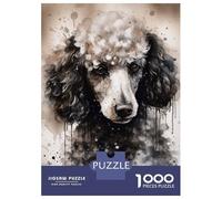 1000 Pieces Jigsaws Adults Puzzles Poodle Dog Black Ink Jigsaw for Adults Toy Wall Decor Hand Speed Race Difficult And Challenge 52x38cm/1000pcs