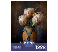 1000 Pieces Jigsaws Adults Puzzles Protea Bouquet in A Jar Puzzle for Adults Brain Teaser Game Pattern Assembly Difficult And Challenge 38x26cm/1000pcs