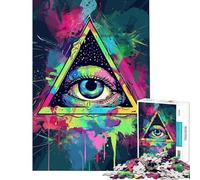 1000 Pieces Jigsaws Adults Puzzles Psychedelic All Seeing Eye Jigsaw for Adults Relaxing Games Perfect Decoration Parent-child Interaction (Size 50x75cm)