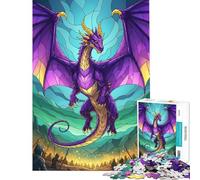 1000 Pieces Jigsaws Adults Puzzles Purple Dragon And Knights Illustration Puzzles for Adults Toy Wall Decor Enhance Memory Difficult And Challenge (Size 38x52cm)
