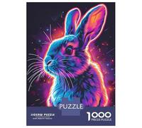 1000 Pieces Jigsaws Adults Puzzles Rabbit Neon Animal Jigsaw for Adults Toy Wall Decor Hand Speed Race Difficult And Challenge 38x26cm/1000pcs