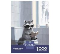 1000 Pieces Jigsaws Adults Puzzles Raccoon Reading on Toilet Jigsaw for Adults Brain Teaser Game Analysis And Logic Unique Gifts for Birthday And Christmas 38x26cm/1000pcs
