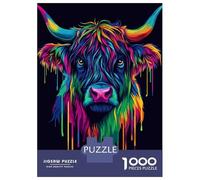 1000 Pieces Jigsaws Adults Puzzles Rainbow Highland Cow Color Jigsaw for Adults Fun Games Staycation Kill Time Unique Gifts for Birthday And Christmas 70x50cm/1000pcs