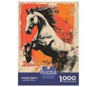 1000 Pieces Jigsaws Adults Puzzles Rearing Horse Abstract Art Puzzle for Adults Brain Teaser Game Pattern Assembly Difficult And Challenge 38x26cm/1000pcs