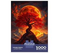 1000 Pieces Jigsaws Adults Puzzles Red Tree Under Fiery Moon Jigsaws for Adults Hands-on Game Analysis And Logic Difficult And Challenge 70x50cm/1000pcs