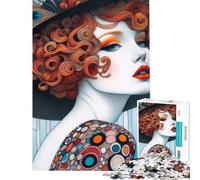 1000 Pieces Jigsaws Adults Puzzles Retro Redhead Beauty Woman Puzzles for Adults Toy Wall Decor Enhance Memory Difficult And Challenge (Size 38x52cm)