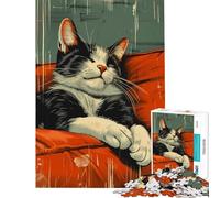 1000 Pieces Jigsaws Adults Puzzles Retro Tuxedo Cat Sleeping Difficult And Challenge Improve Memory Anti-Stress Toys for And from 14 Years And over (38x26cm)
