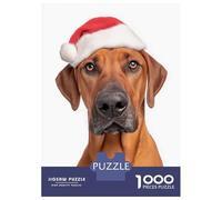 1000 Pieces Jigsaws Adults Puzzles Rhodesian Ridgeback Dog with Santa Hat Portrait Jigsaw for Adults Toy Wall Decor Hand Speed Race Difficult And Challenge 38x26cm/1000pcs