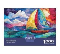 1000 Pieces Jigsaws Adults Puzzles Sailboat Ocean Waves Art Print Puzzle for Adults Brain Teaser Game Analysis And Logic for Is Ideal As A Gift 38x26cm/1000pcs