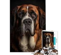 1000 Pieces Jigsaws Adults Puzzles Saint Bernard Portrait Family Game for Educational Game Challenge Toy Gifts Birthday Birthday Present (Size 50x75cm)