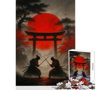 1000 Pieces Jigsaws Adults Puzzles Samurai Duel Under Red Sun Toy Wall Decor Great Gift for Games Relax Games Improving Love between Couples Size 50x75cm