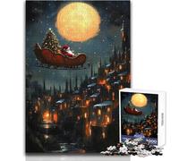 1000 Pieces Jigsaws Adults Puzzles Santa's Christmas Flight Christmas Peaceful Relaxing Free Time Fine Precision Edge Craft Toy Size 38x52cm