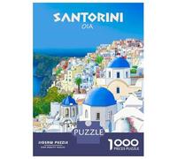 1000 Pieces Jigsaws Adults Puzzles Santorini Oia Greece Travel Illustration Puzzle for Adults Brain Teaser Game Analysis And Logic for Is Ideal As A Gift 70x50cm/1000pcs