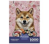 1000 Pieces Jigsaws Adults Puzzles Shiba Inu with Sushi Jigsaw for Adults Brain Teaser Game Analysis And Logic Unique Gifts for Birthday And Christmas 38x26cm/1000pcs