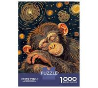 1000 Pieces Jigsaws Adults Puzzles Sleeping Chimpanzee in Starry Night Style Puzzle for Adults Anti-Stress Toys Pattern Assembly Parent-child Interaction 70x50cm/1000pcs