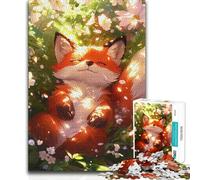 1000 Pieces Jigsaws Adults Puzzles Sleeping Fox in Flowers Hand Speed Race Impossible Game for And from 14 Years And over (size 50x75cm)