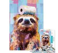 1000 Pieces Jigsaws Adults Puzzles Sloth with Toilet Paper on Head Fun Activities at Home A Work of Art Brain Teaser Game for Ages 14 And over (38X52cm)
