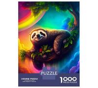 1000 Pieces Jigsaws Adults Puzzles Smiling Sloth in Rainbow Sky Adult Puzzles Anti-Stress Toys Difficult Challenge Difficult And Challenge 52x38cm/1000pcs