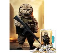 1000 Pieces Jigsaws Adults Puzzles Soldier Scottish Fold Cat Jigsaw Puzzles for Adults Stress Reliever Help The Brain Exercise Gifts for Friends And Family (38x52cm)
