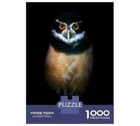 1000 Pieces Jigsaws Adults Puzzles Spectacled Owl Portrait on Black Background Jigsaw for Adults Fun Games Staycation Kill Time Unique Gifts for Birthday And Christmas 70x50cm/1000pcs
