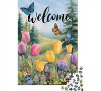 1000 Pieces Jigsaws Adults Puzzles Spring Garden Flag Butterfly Welcome Adult Puzzles Anti-Stress Toys Difficult Challenge Difficult And Challenge 70x50cm/1000pcs