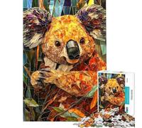1000 Pieces Jigsaws Adults Puzzles Stained Glass Koala Art Jigsaw Puzzle 1000 Brain Teaser Game Birthday Gifts for The Whole Family (Size 38x26cm)