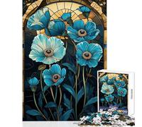 1000 Pieces Jigsaws Adults Puzzles Stained Glass Poppies Jigsaw Puzzle 1000 Brain Teaser Game Birthday Gifts for The Whole Family (38x52cm)