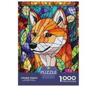 1000 Pieces Jigsaws Adults Puzzles Stained Glass Shiba Inu Jigsaw for Adults Fun Games Staycation Kill Time Unique Gifts for Birthday And Christmas 52x38cm/1000pcs