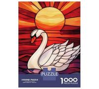 1000 Pieces Jigsaws Adults Puzzles Stained Glass Swan Sunset Jigsaws for Adults Toy Wall Decor Hand Speed Race Unique Gifts for Birthday And Christmas 70x50cm/1000pcs