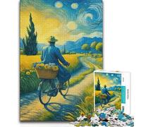 1000 Pieces Jigsaws Adults Puzzles Starry Night Cyclist Hand Speed Race Impossible Game for And from 14 Years And over (size 38x52cm)