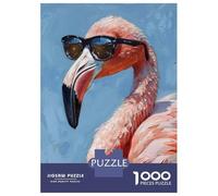 1000 Pieces Jigsaws Adults Puzzles Sunglasses Pink Flamingo Puzzle for Adults Brain Teaser Game Pattern Assembly Difficult And Challenge 38x26cm/1000pcs