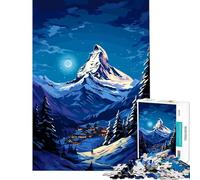 1000 Pieces Jigsaws Adults Puzzles Swiss Alps Winter Night Family Game for Educational Game Challenge Toy Gifts Birthday Birthday Present (Size 50x75cm)