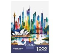 1000 Pieces Jigsaws Adults Puzzles Sydney Harbor Watercolor Painting Puzzle for Adults Brain Teaser Game Pattern Assembly Difficult And Challenge 70x50cm/1000pcs