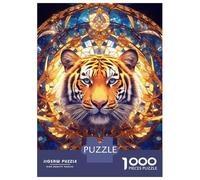 1000 Pieces Jigsaws Adults Puzzles Tiger Stained Glass Mandala Puzzles for Adults Family Game Stress Reliever Difficult And Challenge 38x26cm/1000pcs