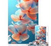 1000 Pieces Jigsaws Adults Puzzles Translucent Floral Arrangement on Blue Jigsaw Puzzles for Adults Stress Reliever Help The Brain Exercise Gifts for Friends And Family (38x26cm)