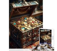 1000 Pieces Jigsaws Adults Puzzles Treasure Chest Overflowing with Gold Practical Game Analysis And Logic Educational Toy Wishlist with Santa Claus (50x75cm)