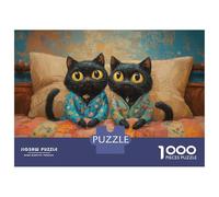 1000 Pieces Jigsaws Adults Puzzles Two Cats in Pajamas on Bed Puzzles for Adults Family Game Stress Reliever Difficult And Challenge 70x50cm/1000pcs
