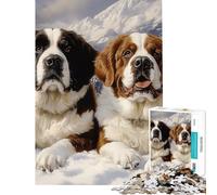 1000 Pieces Jigsaws Adults Puzzles Two Saint Bernards in Snow Puzzles for Adults Toy Wall Decor Enhance Memory Difficult And Challenge (Size 50x75cm)