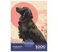 1000 Pieces Jigsaws Adults Puzzles Ukiyo E Flat Coated Dog Jigsaw for Adults Brain Teaser Game Analysis And Logic Unique Gifts for Birthday And Christmas 38x26cm/1000pcs