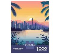1000 Pieces Jigsaws Adults Puzzles Vancouver Skyline Sunset Jigsaw for Adults Brain Teaser Game Analysis And Logic Unique Gifts for Birthday And Christmas 52x38cm/1000pcs