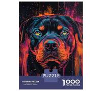 1000 Pieces Jigsaws Adults Puzzles Vibrant Rottweiler Art -4 Puzzles for Adults Family Game Presents for Women Unique Gifts for Birthday And Christmas 52x38cm/1000pcs