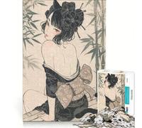 1000 Pieces Jigsaws Adults Puzzles Vintage Cat Girl Kimono Educational Toy Difficult And Challenge Wishlist with Santa Claus 38x52cm