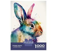 1000 Pieces Jigsaws Adults Puzzles Watercolor Rabbit Jigsaw for Adults Toy Wall Decor Hand Speed Race Difficult And Challenge 38x26cm/1000pcs