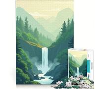 1000 Pieces Jigsaws Adults Puzzles Waterfall in Mountain Valley Educational Games Analysis And Logic Birthday Present,Travel Gifts 38x26cm