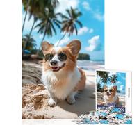 1000 Pieces Jigsaws Adults Puzzles Welsh Corgi Sunglasses Jigsaw Puzzles for Adults Stress Reliever Help The Brain Exercise Gifts for Friends And Family (38x52cm)